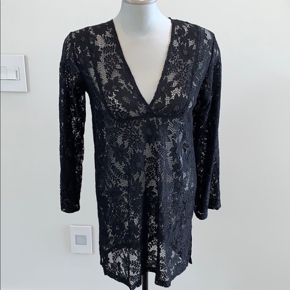 Black Lace V-Neck Top